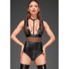 Czarne Body powerwetlook ze wstawkami F183 L Noir Handmade (E3) - obrazek 6