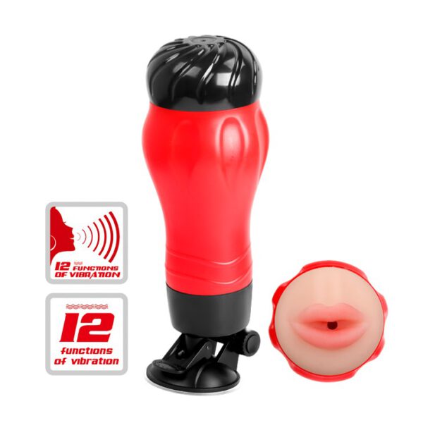 Masturbator z przyssawką i wibracją kształ ust Flora Crazy Bull Lybaile Pretty Love (E4) - obrazek 2