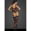 Seksowne body F242 Tulle body with patterned flock embroidery XL (E3) - obrazek 3