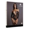 Koronkowe bodystocking z pończochami i głębokim trójkątnym dekoltem z krzyżującymi się ramiączkami O/S (E3) - obrazek 8